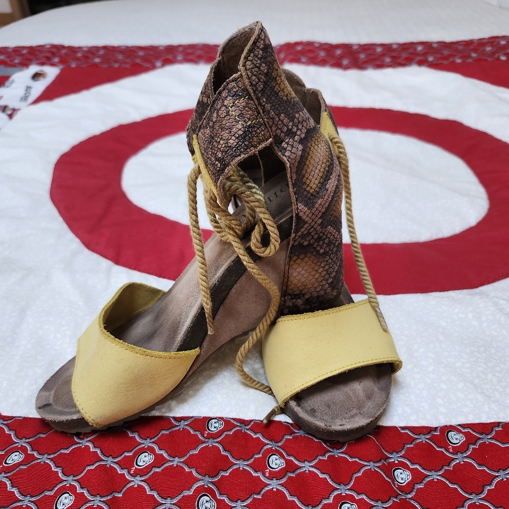 Yellow and Brown Women's Sandals